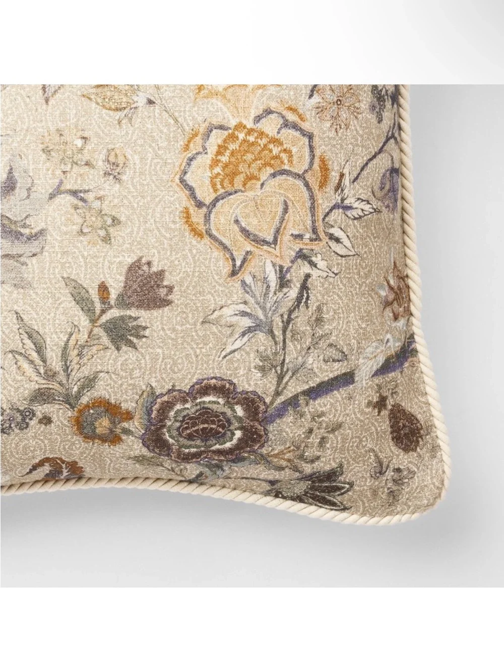 NWT Floral with Trim Cord Throw Pillow Beige - Studio McGee
